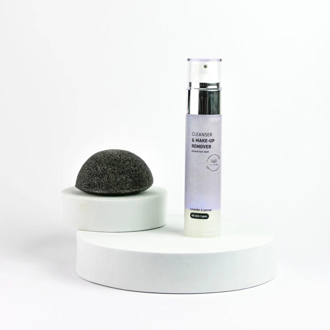 MARK ALL SKIN set Čistiaci a odličovací gél + Konjac hubka na tvár s aktívnym uhlím